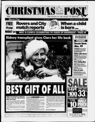 cover page of Bristol Evening Post published on December 27, 1999