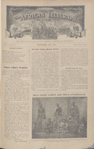 cover page of African Telegraph and Gold Coast Mirror published on November 28, 1914