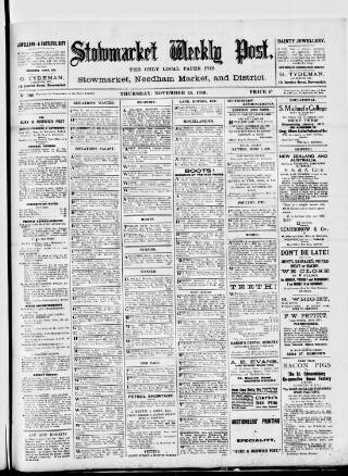 cover page of Stowmarket Weekly Post published on November 23, 1916