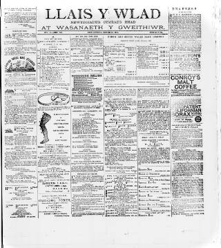 cover page of Llais Y Wlad published on January 26, 1883