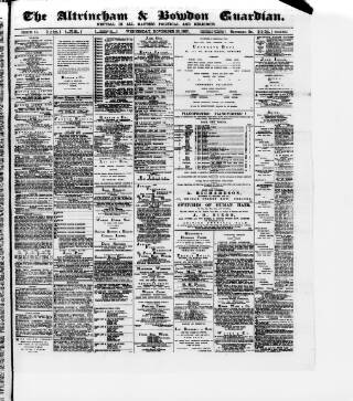 cover page of Altrincham, Bowdon & Hale Guardian published on November 23, 1887