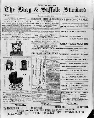 cover page of Bury & Suffolk Standard published on January 26, 1886