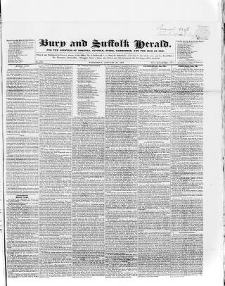 cover page of Bury and Suffolk Herald published on January 26, 1842