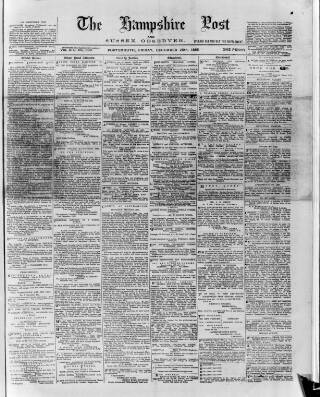 cover page of Hampshire Post and Southsea Observer published on December 25, 1885