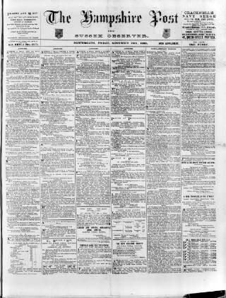 cover page of Hampshire Post and Southsea Observer published on November 23, 1900