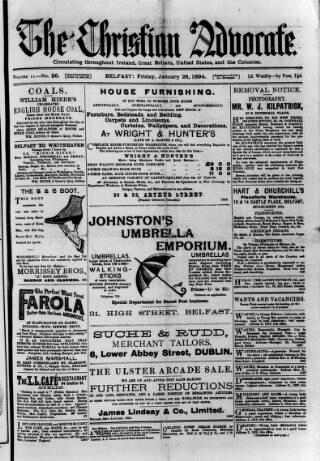 cover page of Irish Christian Advocate published on January 26, 1894