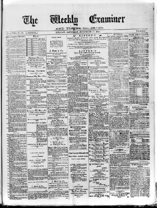 cover page of Weekly Examiner (Belfast) published on November 23, 1878