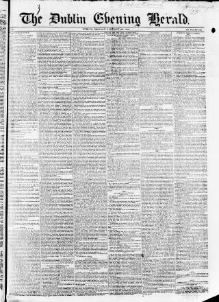 cover page of Dublin Evening Herald 1846 published on January 26, 1852