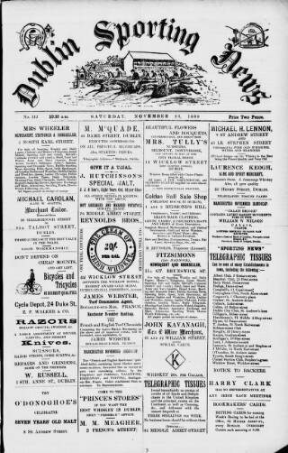 cover page of Dublin Sporting News published on November 23, 1889