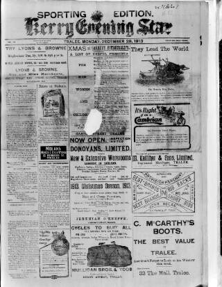 cover page of Kerry Evening Star published on December 29, 1913