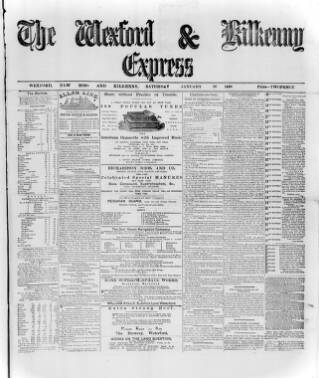 cover page of Wexford and Kilkenny Express published on January 26, 1884