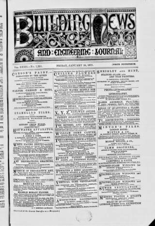 cover page of Building News published on January 26, 1877