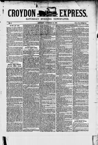 cover page of Croydon Express published on November 23, 1878