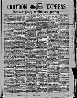 cover page of Croydon Express published on December 25, 1880