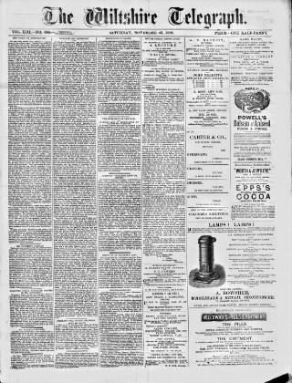 cover page of Wiltshire Telegraph published on November 23, 1889