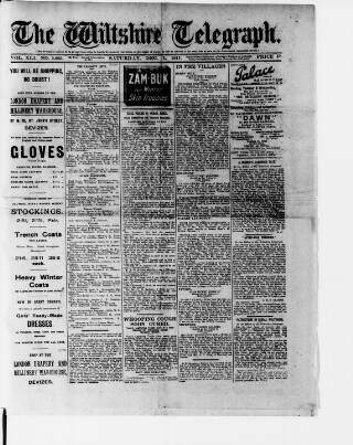 cover page of Wiltshire Telegraph published on December 1, 1917