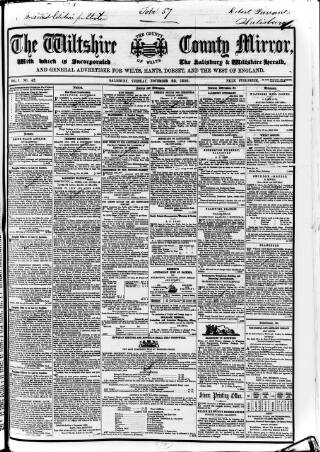 cover page of Wiltshire County Mirror published on November 23, 1852