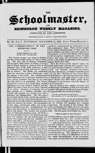 cover page of Schoolmaster and Edinburgh Weekly Magazine published on November 17, 1832