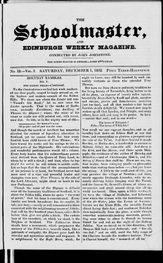 cover page of Schoolmaster and Edinburgh Weekly Magazine published on December 1, 1832