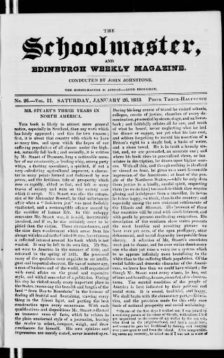 cover page of Schoolmaster and Edinburgh Weekly Magazine published on January 26, 1833