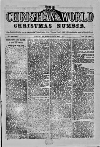 cover page of Christian World published on December 25, 1872