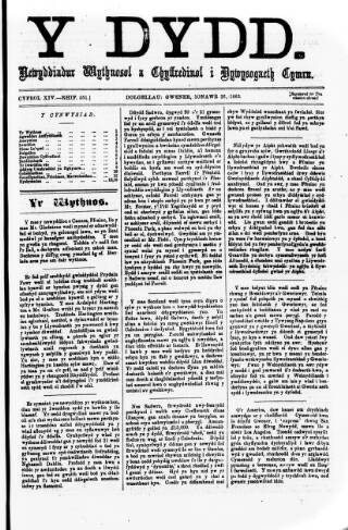 cover page of Y Dydd published on January 26, 1883