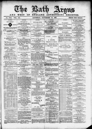 cover page of Bath Argus published on November 23, 1889