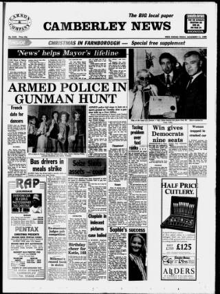 cover page of Camberley News published on November 11, 1988