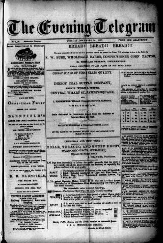 cover page of Evening Express Telegram (Cheltenham) published on December 24, 1878