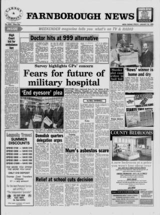 cover page of Farnborough News published on January 26, 1990