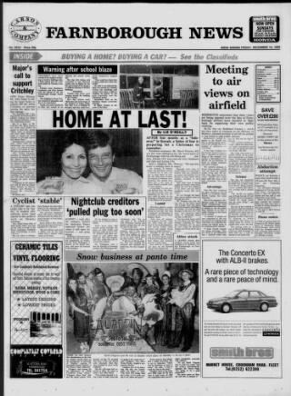 cover page of Farnborough News published on December 14, 1990