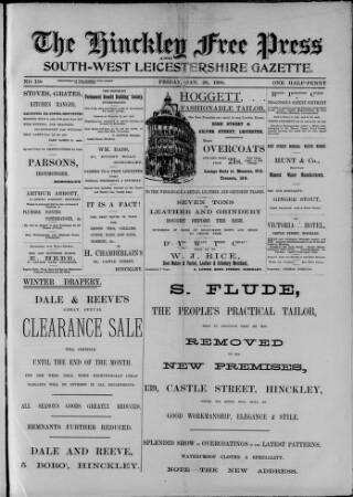 cover page of Hinckley Free Press published on January 26, 1900