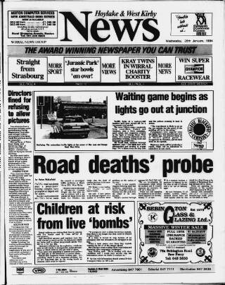 cover page of Hoylake & West Kirby News published on January 26, 1994