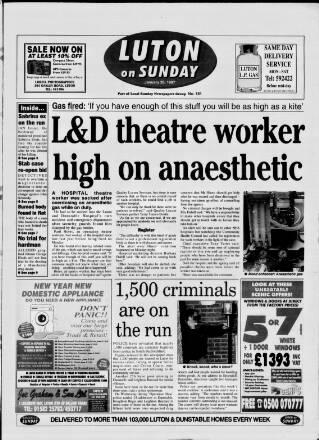 cover page of Luton on Sunday published on January 26, 1997