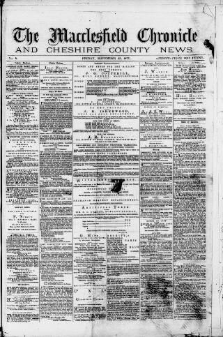 cover page of Macclesfield Chronicle and Cheshire County News published on November 23, 1877