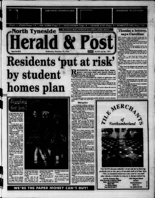 cover page of North Tyneside Herald & Post published on November 23, 1994