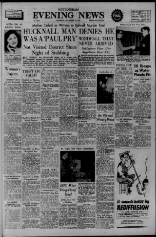 cover page of Nottingham Evening News published on November 23, 1950