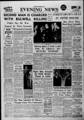 cover page of Nottingham Evening News published on January 26, 1959