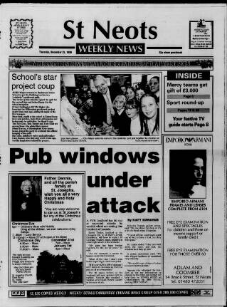 cover page of St. Neots Weekly News published on December 23, 1999