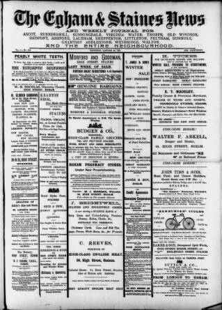 cover page of Egham & Staines News published on January 26, 1901