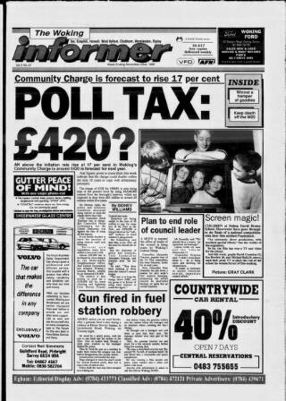 cover page of Woking Informer published on November 23, 1990