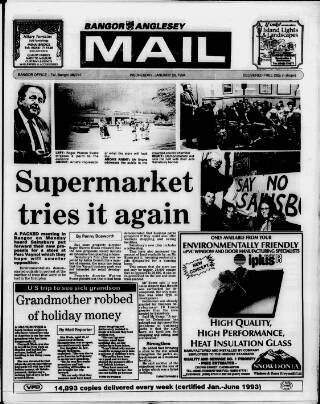 cover page of Bangor, Anglesey Mail published on January 26, 1994