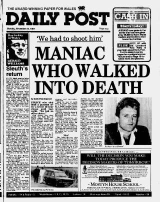 cover page of Liverpool Daily Post (Welsh Edition) published on November 23, 1987