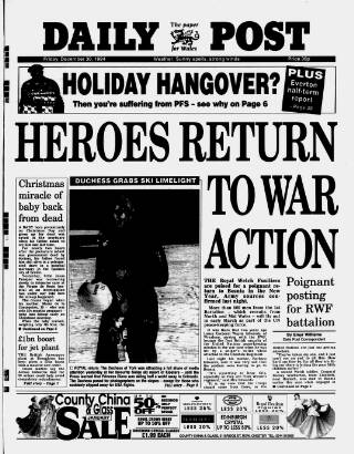 cover page of Liverpool Daily Post (Welsh Edition) published on December 30, 1994