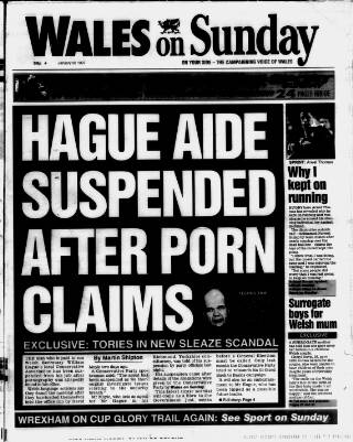 cover page of Wales on Sunday published on January 26, 1997