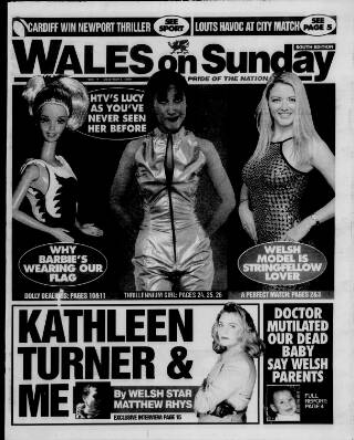 cover page of Wales on Sunday published on December 5, 1999