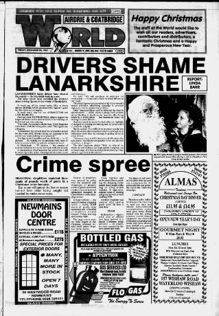 cover page of Airdrie & Coatbridge World published on December 25, 1992