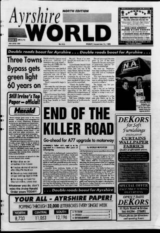 cover page of Ayrshire World published on November 12, 1999