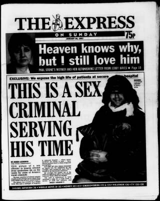 cover page of Sunday Express published on January 26, 1997