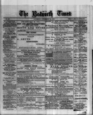 cover page of Bedworth Times published on November 13, 1875